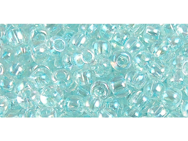 TOHO Glass Seed Bead, Size 6, Transparent-Rainbow Aqua Frost (Tube)