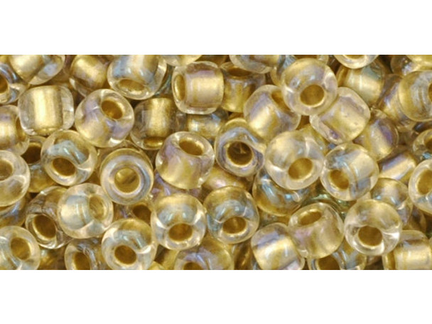 TOHO Glass Seed Bead, Size 6, Inside-Color Crystal/Gold-Lined (Tube)