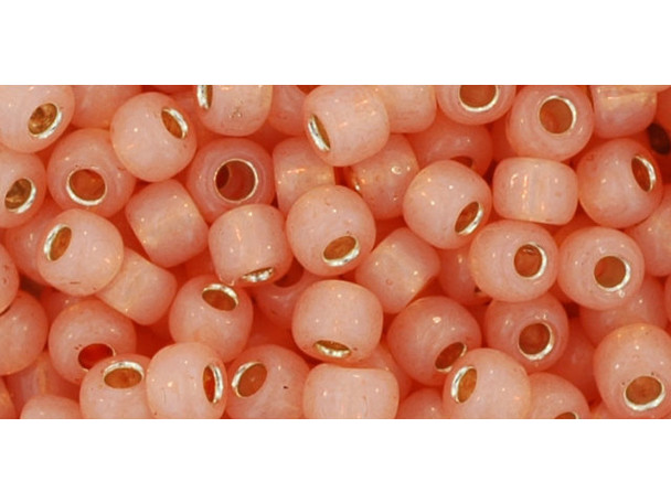 TOHO Glass Seed Bead, Size 6, Silver-Lined Milky Peach (Tube)