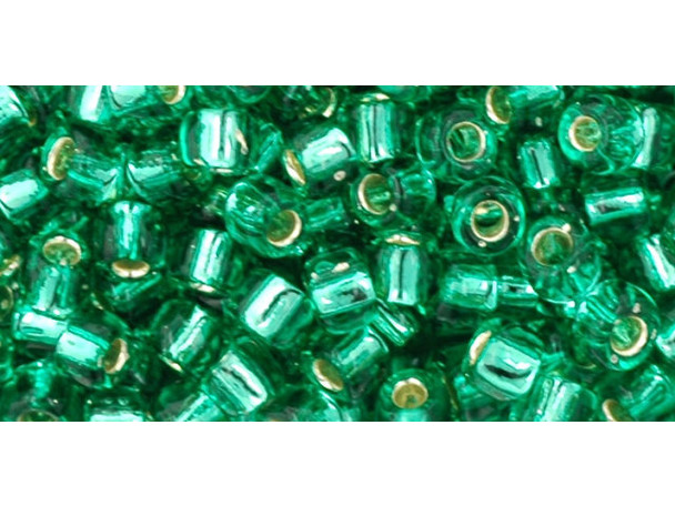 TOHO Glass Seed Bead, Size 6, Silver-Lined Dk Peridot (Tube)