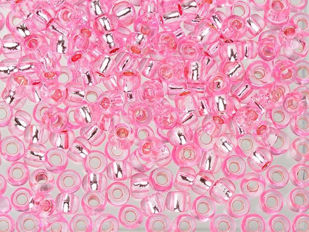 TOHO Glass Seed Bead, Size 6, Silver-Lined Pink (Tube)