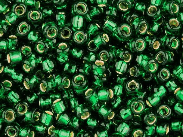 TOHO Glass Seed Bead, Size 6, Silver-Lined Green Emerald (Tube)