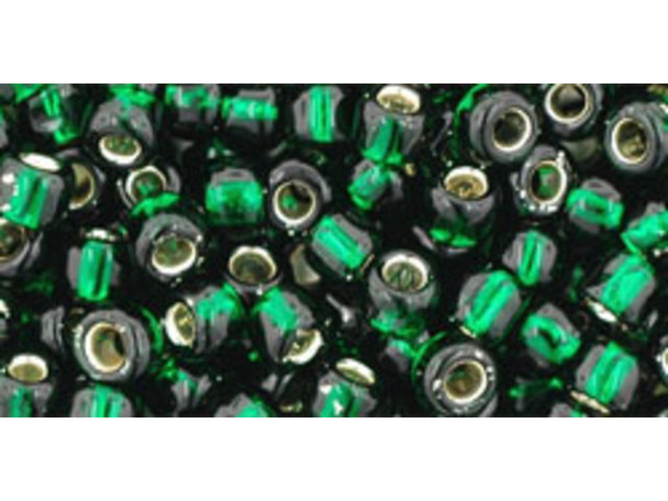 TOHO Glass Seed Bead, Size 6, Silver-Lined Green Emerald (Tube)