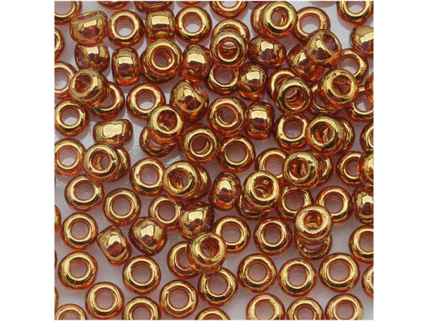 TOHO Glass Seed Bead, Size 6, Gold-Lustered Transparent Pink (Tube)