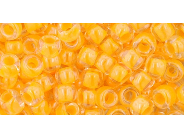 TOHO Glass Seed Bead, Size 6, Luminous Neon Tangerine (Tube)