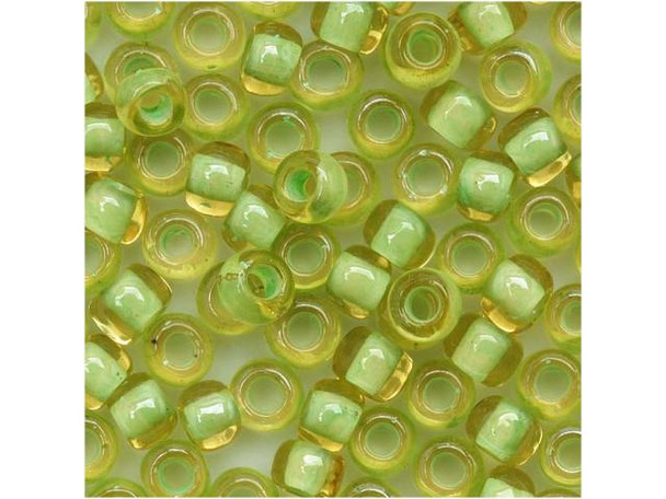 TOHO Glass Seed Bead, Size 6, Inside-Color Jonquil/Mint Julep-Lined (Tube)