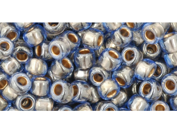 TOHO Glass Seed Bead, Size 6, Gold-Lined Lt Montana Blue (Tube)