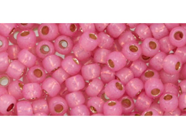 TOHO Glass Seed Bead, Size 6, PermaFinish - Translucent Silver-Lined Mauve (Tube)