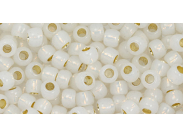 TOHO Glass Seed Bead, Size 6, PermaFinish - Translucent Silver-Lined White (Tube)