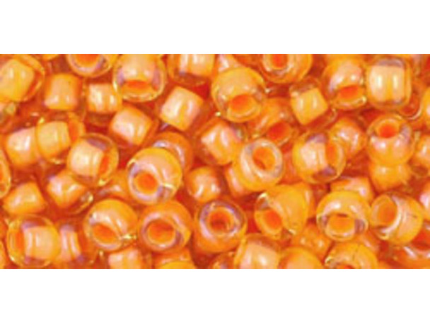 TOHO Glass Seed Bead, Size 6, Inside-Color Jonquil/Burnt Orange-Lined (Tube)