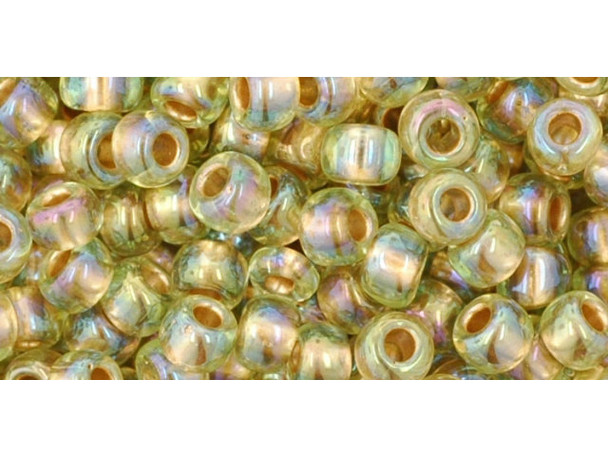 TOHO Glass Seed Bead, Size 6, Gold-Lined Rainbow Lt Jonquil (Tube)