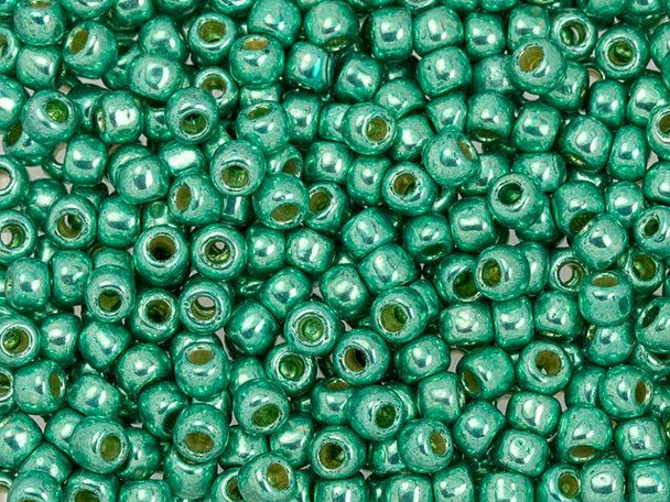 TOHO Glass Seed Bead, Size 6, PermaFinish - Galvanized Green Teal (Tube)