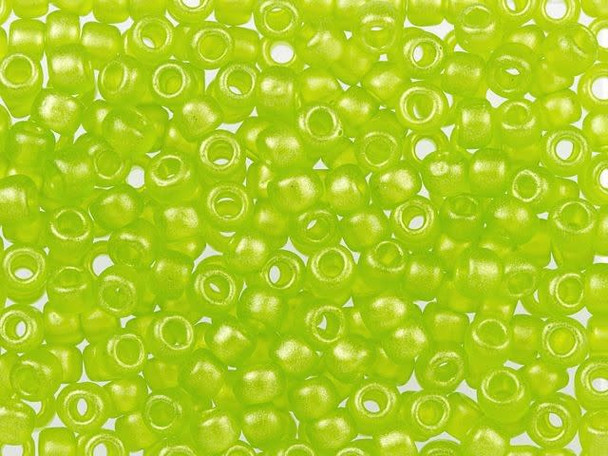 TOHO Glass Seed Bead, Size 6, HYBRID Sueded Gold Transparent Lime Green (Tube)