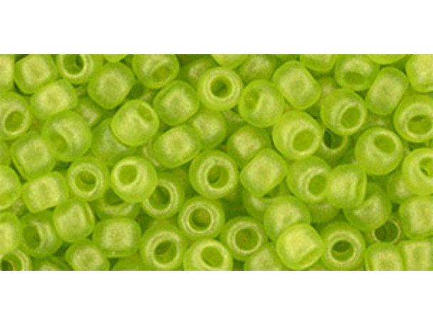 TOHO Glass Seed Bead, Size 6, HYBRID Sueded Gold Transparent Lime Green (Tube)