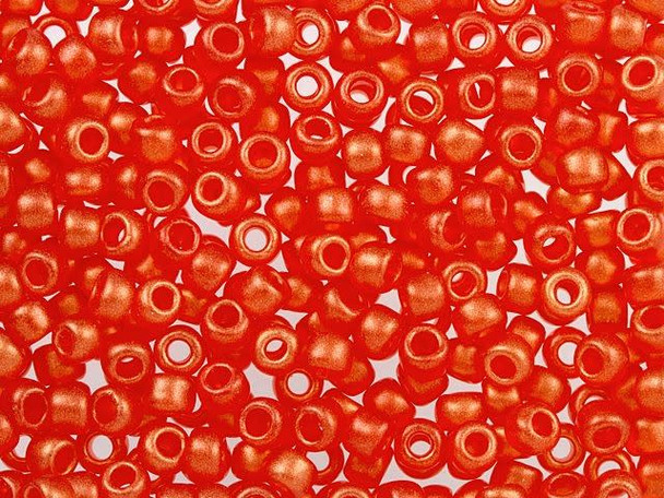 TOHO Glass Seed Bead, Size 6, HYBRID Sueded Gold Siam Ruby (Tube)