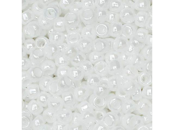 TOHO Glass Seed Bead, Size 8, 3mm, Opaque-Lustered White (Tube)