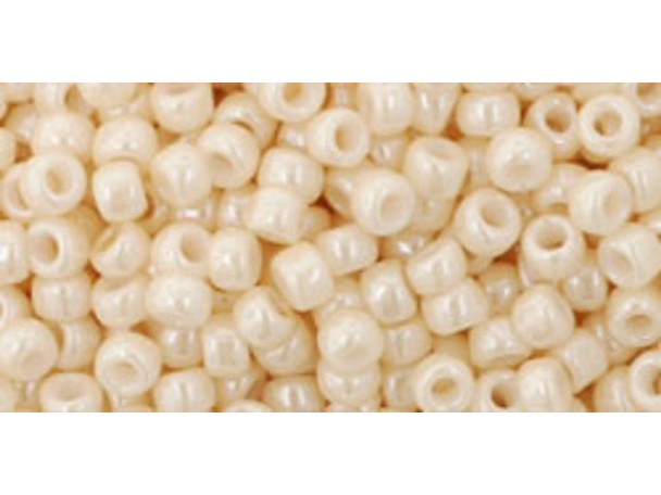 TOHO Glass Seed Bead, Size 8, 3mm, Opaque-Lustered Lt Beige (Tube)