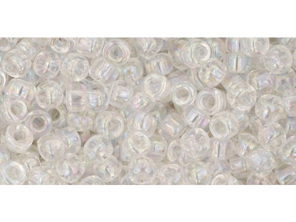TOHO Glass Seed Bead, Size 8, 3mm, Transparent-Rainbow Crystal (Tube)