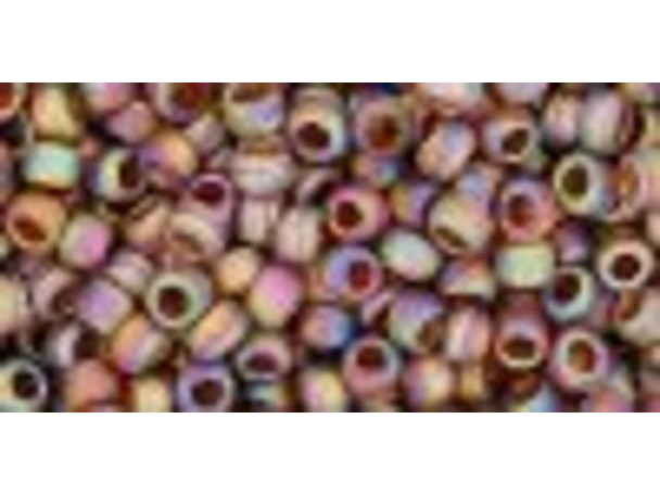 TOHO Glass Seed Bead, Size 8, 3mm, Transparent-Rainbow Frosted Smoky Topaz (Tube)