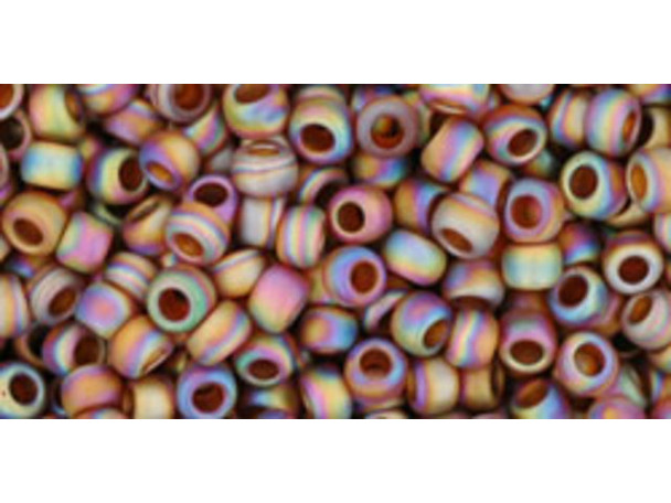 TOHO Glass Seed Bead, Size 8, 3mm, Transparent-Rainbow Frosted Smoky Topaz (Tube)