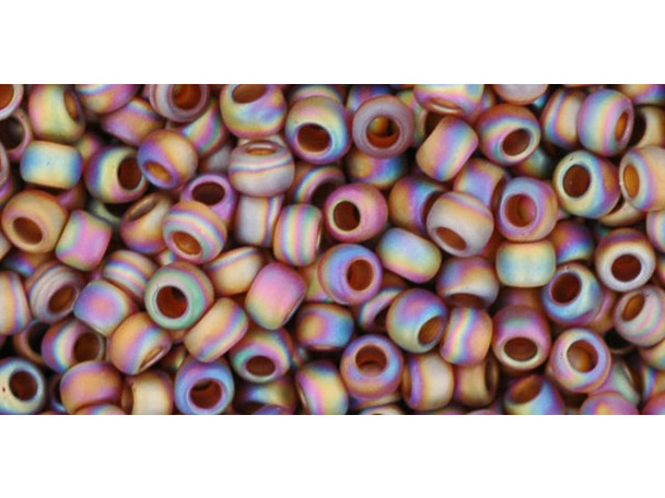 TOHO Glass Seed Bead, Size 8, 3mm, Transparent-Rainbow Frosted Smoky Topaz (Tube)