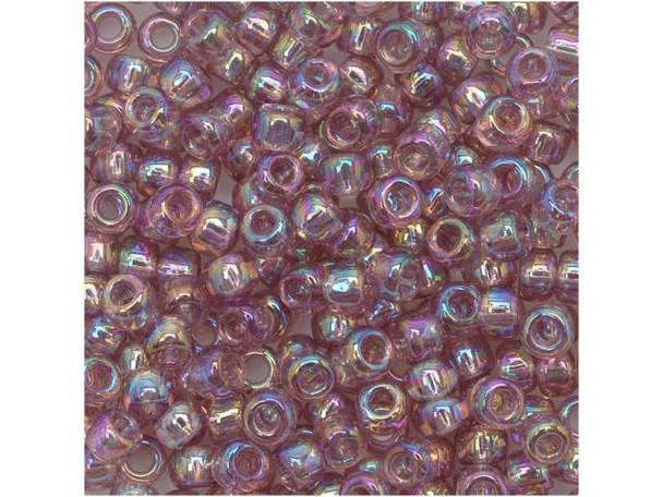 TOHO Glass Seed Bead, Size 8, 3mm, Transparent Rainbow Lt Amethyst (Tube)