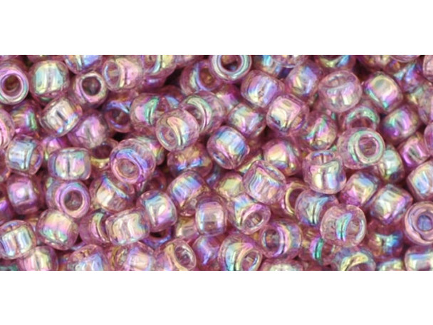 TOHO Glass Seed Bead, Size 8, 3mm, Transparent Rainbow Lt Amethyst (Tube)