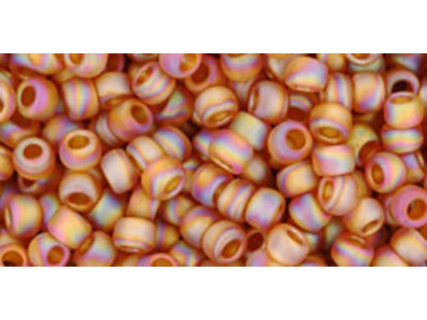 TOHO Glass Seed Bead, Size 8, 3mm, Transparent-Rainbow Frosted Dk Topaz (Tube)