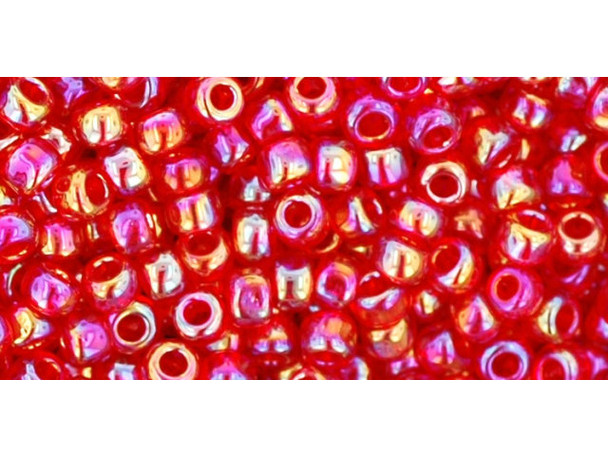 TOHO Glass Seed Bead, Size 8, 3mm, Transparent-Rainbow Siam Ruby (Tube)