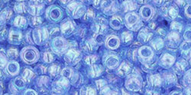 TOHO Glass Seed Bead, Size 8, 3mm, Transparent-Rainbow Lt Sapphire (tube)