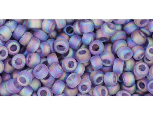 TOHO Glass Seed Bead, Size 8, 3mm, Transparent Rainbow Frosted Lt Tanzanite (Tube)