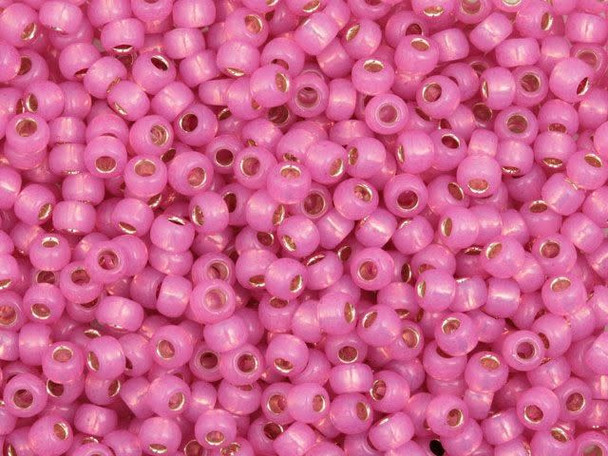 TOHO Glass Seed Bead, Size 8, 3mm, Silver-Lined Milky Mauve (Tube)