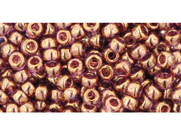 TOHO Glass Seed Bead, Size 8, 3mm, Gold-Lustered Lt Amethyst (Tube)