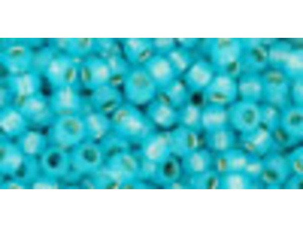 TOHO Glass Seed Bead, Size 8, 3mm, Silver-Lined Milky Aqua (Tube)