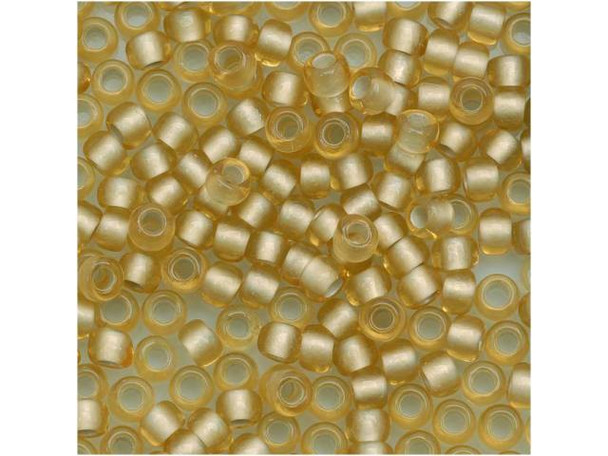 TOHO Glass Seed Bead, Size 8, 3mm, Silver-Lined Frosted Lt Topaz (Tube)