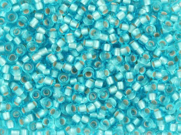 TOHO Glass Seed Bead, Size 8, 3mm, Silver-Lined Frosted Aquamarine (Tube)