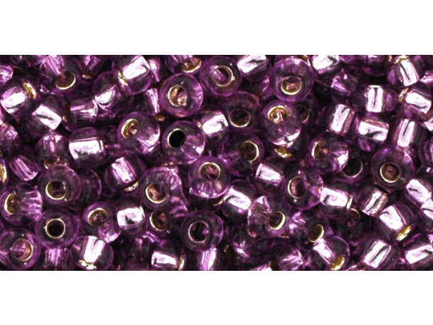 TOHO Glass Seed Bead, Size 8, 3mm, Silver-Lined Lt Grape (Tube)