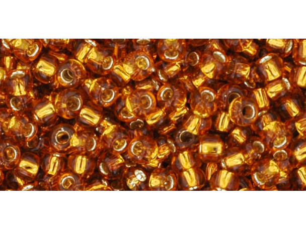 TOHO Glass Seed Bead, Size 8, 3mm, Silver-Lined Topaz (Tube)