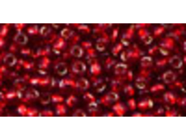 TOHO Glass Seed Bead, Size 8, 3mm, Silver-Lined Ruby (Tube)