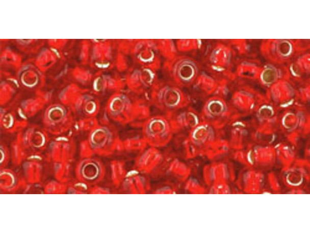 TOHO Glass Seed Bead, Size 8, 3mm, Silver-Lined Siam Ruby (Tube)