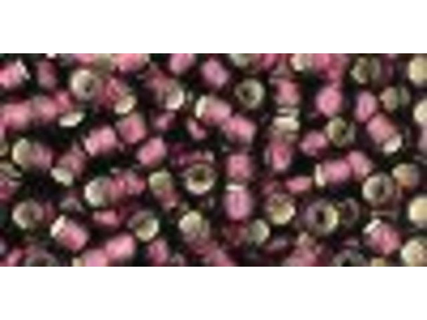 TOHO Glass Seed Bead, Size 8, 3mm, Silver-Lined Frosted Amethyst (Tube)