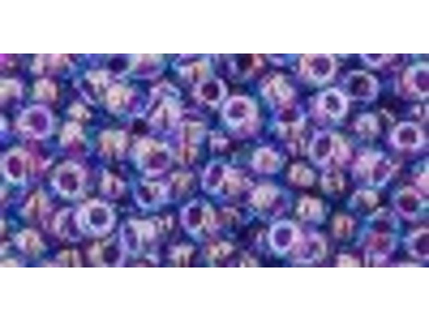 TOHO Glass Seed Bead, Size 8, 3mm, Inside-Color Aqua/Purple-Lined (Tube)