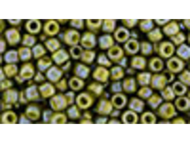 TOHO Glass Seed Bead, Size 8, 3mm, Semi Glazed Rainbow- Olive (Tube)