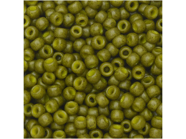 TOHO Glass Seed Bead, Size 8, 3mm, Semi Glazed - Olive (Tube)