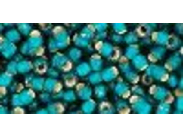 TOHO Glass Seed Bead, Size 8, 3mm, Silver-Lined Frosted Teal (Tube)
