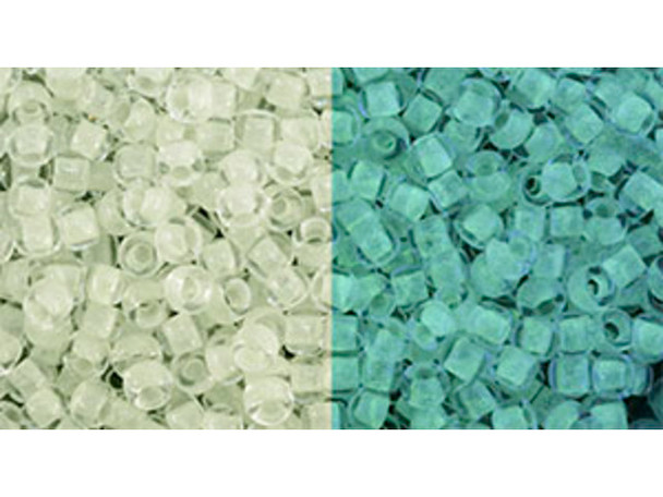 TOHO Glass Seed Bead, Size 8, 3mm, Glow In The Dark - Yellow Crystal/Bright Green (Tube)