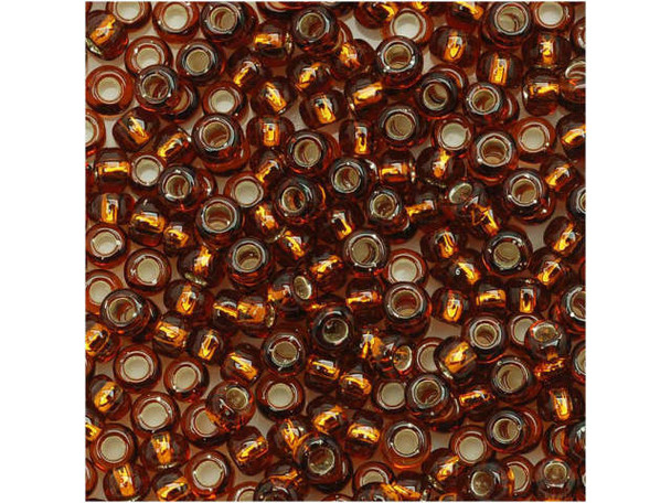 TOHO Glass Seed Bead, Size 8, 3mm, Silver-Lined Smoky Topaz (Tube)