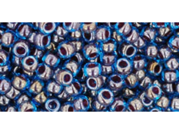 TOHO Glass Seed Bead, Size 8, 3mm, Inside-Color Blue Raspberry (Tube)