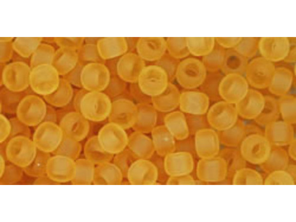 TOHO Glass Seed Bead, Size 8, 3mm, Transparent-Frosted Lt Topaz (Tube)