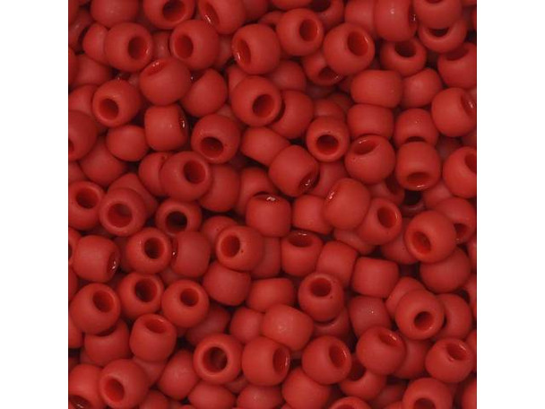 TOHO Glass Seed Bead, Size 8, 3mm, Opaque-Frosted Pepper Red (Tube)